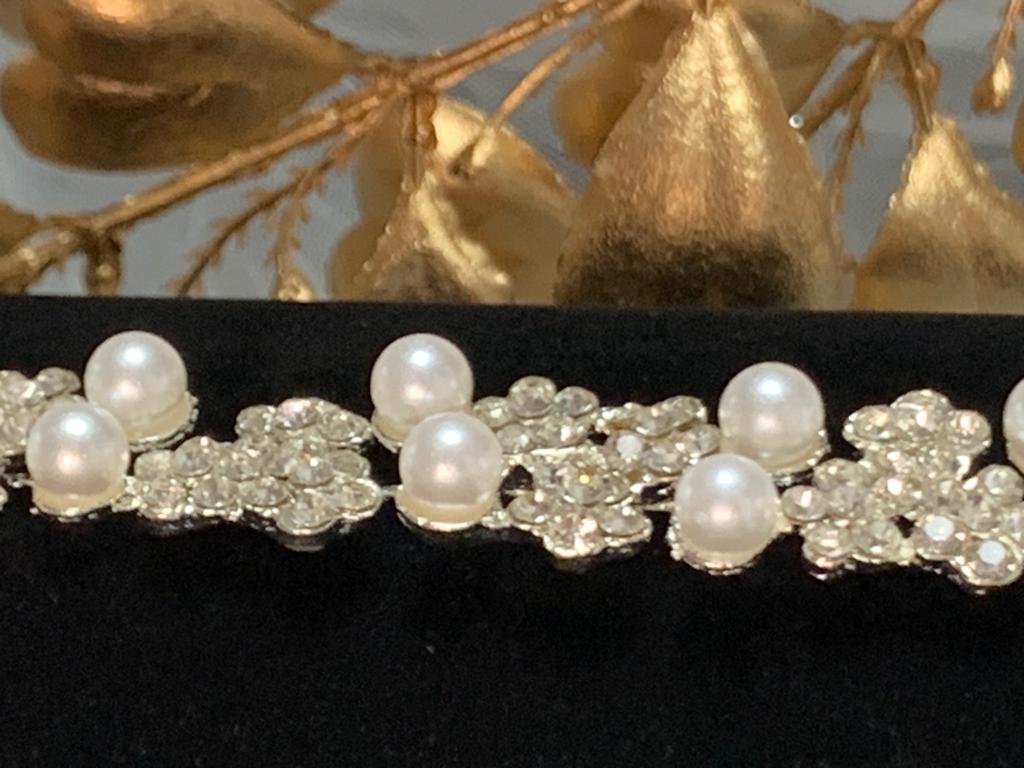 Diadema Flexibilă Cristale si Perle